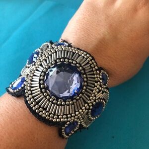 Cuff Bracelet Beads and Faux Gems